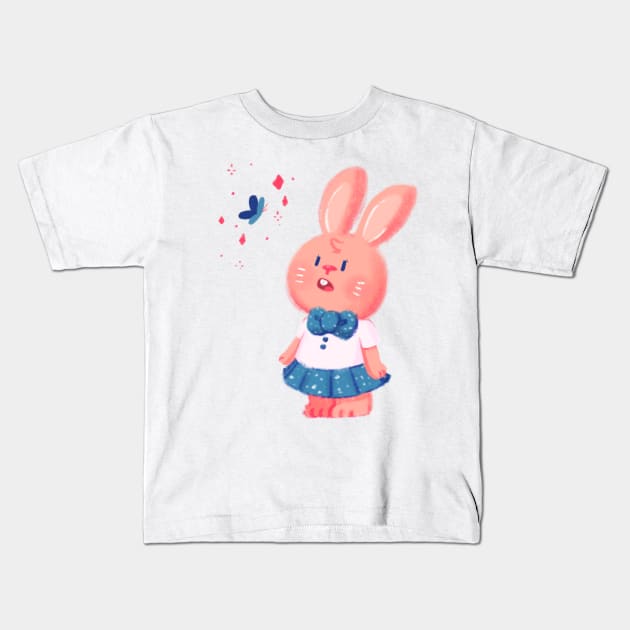 Curious little bunny Kids T-Shirt by Kami Aguiar (skulldragon)